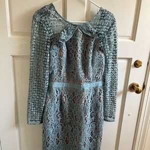 Adelyn Rae Lace Long Sleeve Dress in Light Blue